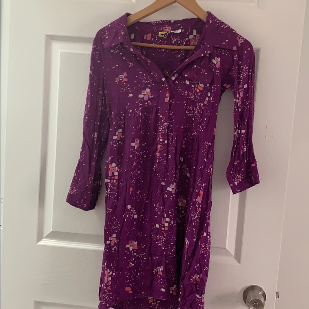 purple button up dress